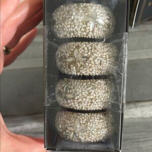 Beekman Home set of 4  Beaded Napkin Rings unopened box new!
